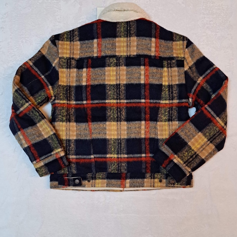 Levi's Plaid Sherpa Collar Jacket in Navy, Tan & Red - Picture 12 of 12